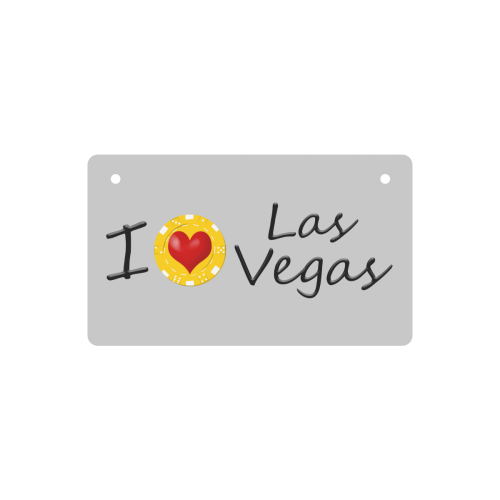 I Love Las Vegas on Silver Rectangle Wood Door Hanging Sign