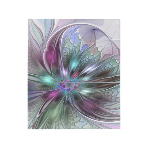 Colorful Fantasy Abstract Modern Fractal Art Flower Quilt 50"x60"