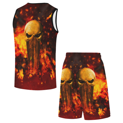 Amazing skull with fire All Over Print Basketball Uniform