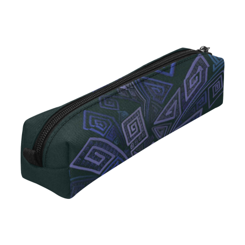 Psychedelic 3D Square Spirals - blue and violet Pencil Pouch/Small (Model 1681)