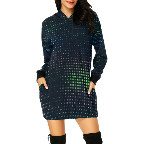Prismic Rainbow All Over Print Hoodie Mini Dress (Model H27)