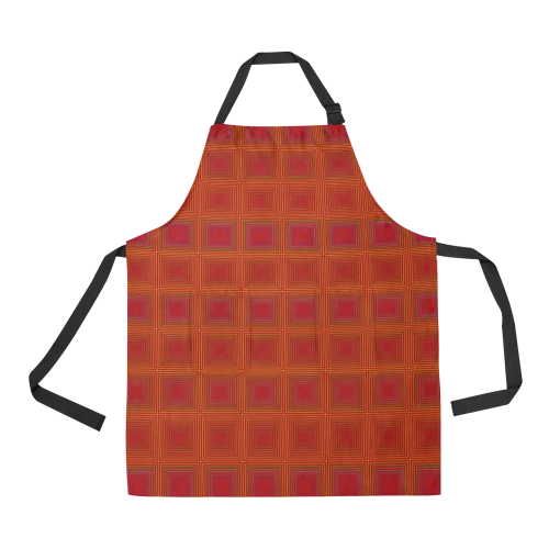 Red orange golden multicolored multiple squares All Over Print Apron