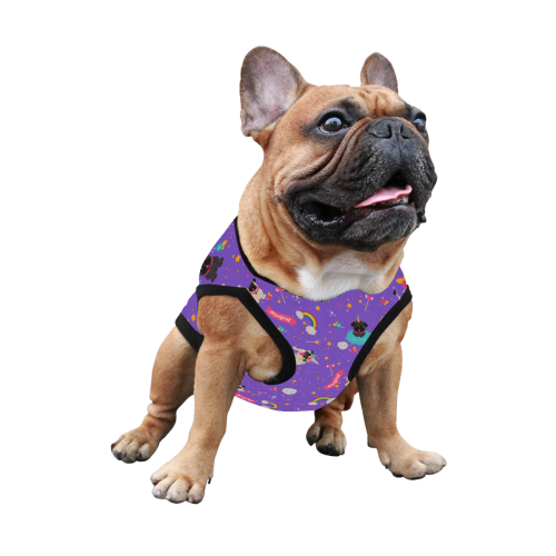 Pug Unicorn Pattern on Purple Dog Shirt All Over Print Pet Tank Top