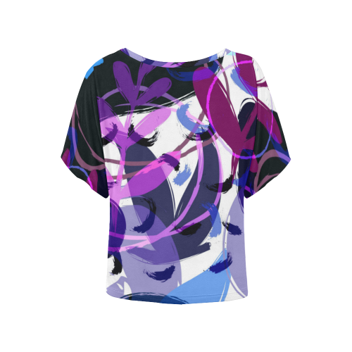 Fun Messy Abstract Women's Batwing-Sleeved Blouse T shirt (Model T44)
