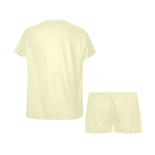 color lemon chiffon Women's Short Pajama Set