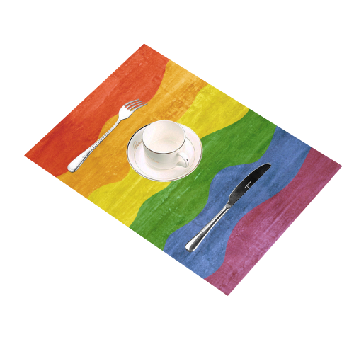 Gay Pride - Rainbow Flag Waves Stripes 3 Placemat 14’’ x 19’’