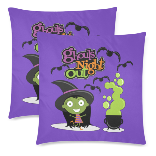 Ghouls Night Out Custom Zippered Pillow Cases 18"x 18" (Twin Sides) (Set of 2)