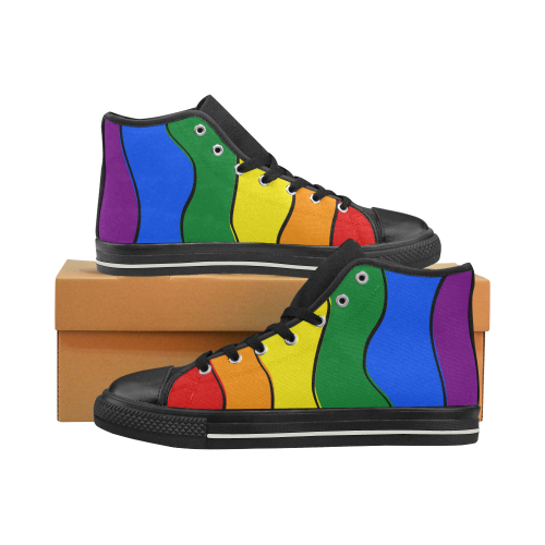 Gay Pride - Rainbow Flag Waves Stripes 1 Men’s Classic High Top Canvas Shoes (Model 017)