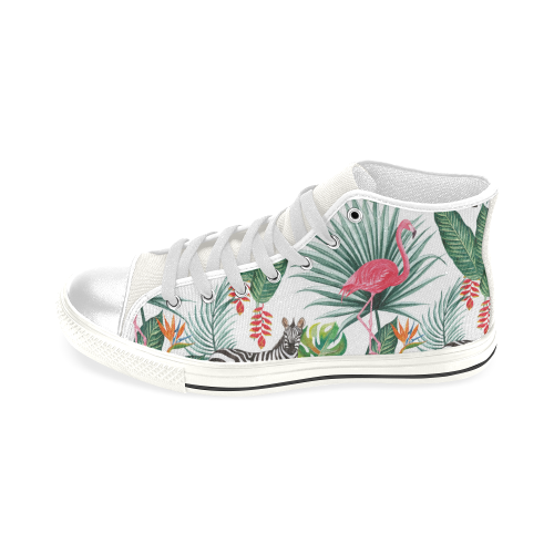 Awesome Flamingo And Zebra Men’s Classic High Top Canvas Shoes (Model 017)