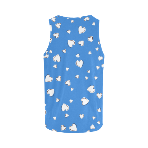 White Hearts Floating on Sky Blue All Over Print Tank Top for Women (Model T43)