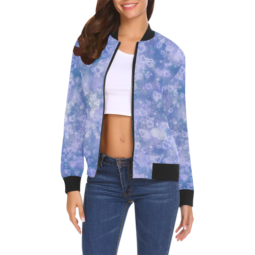 Sparkling glowing hearts D by JamColors All Over Print Bomber Jacket for Women (Model H19)