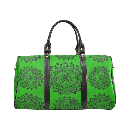 black mandala-green travel bag New Waterproof Travel Bag/Large (Model 1639)