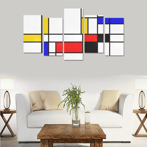 Bauhouse Composition Mondrian Style Canvas Print Sets E (No Frame)