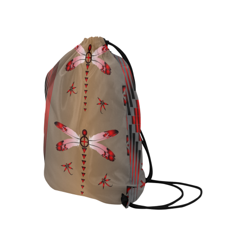 Dragonfly Red Large Drawstring Bag Model 1604 (Twin Sides)  16.5"(W) * 19.3"(H)