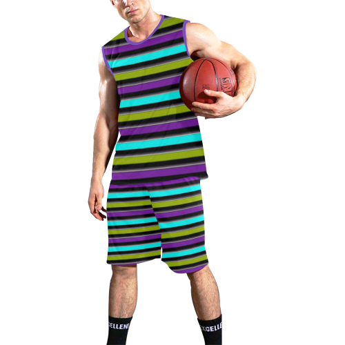 retro stripe 1 All Over Print Basketball Uniform