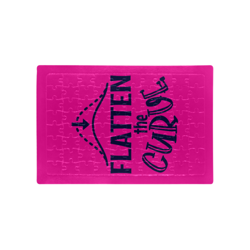 Flatten the Curve - vertical - hot pink and dark blue A4 Size Jigsaw Puzzle (Set of 80 Pieces)