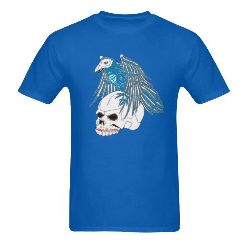 Raven Sugar Skull Blue Men's T-Shirt in USA Size (Two Sides Printing)