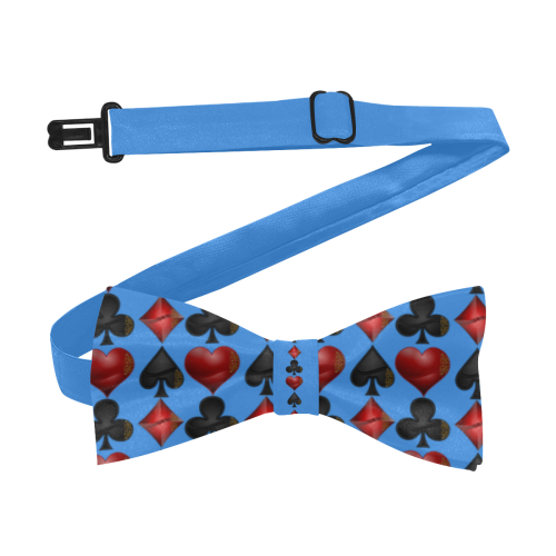 Las Vegas  Black and Red Casino Poker Card Shapes / Blue Custom Bow Tie