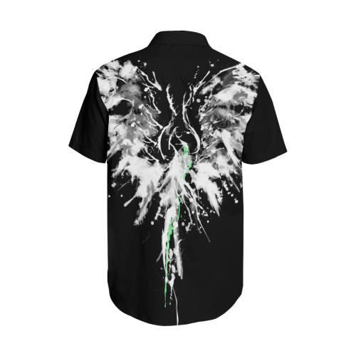 Phoenix - Abstract Painting Bird White 1 Men's Short Sleeve Shirt with Lapel Collar (Model T54)