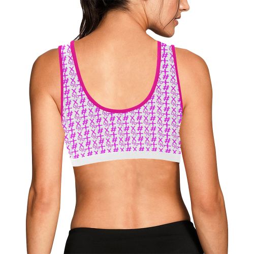 NUMBERS Collection Symbols Pink/White Women's All Over Print Sports Bra (Model T52)