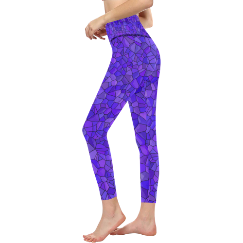 Purple crystals Women's All Over Print High-Waisted Leggings (Model L36)