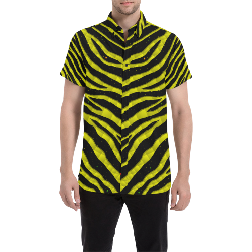 Ripped SpaceTime Stripes - Yellow Men's All Over Print Short Sleeve Shirt/Large Size (Model T53)