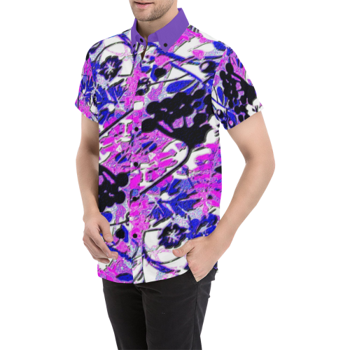 floral abstract in bold 2 Men's All Over Print Short Sleeve Shirt (Model T53)
