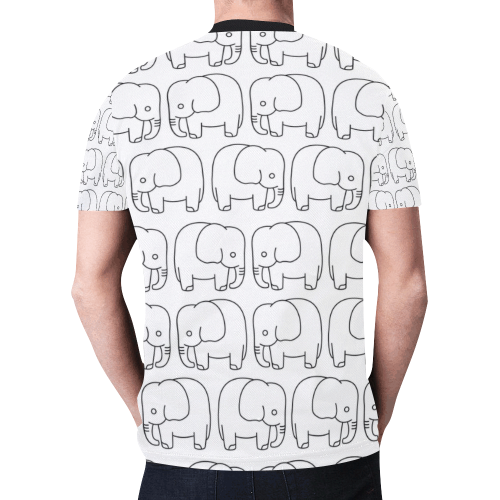 black and white elephant New All Over Print T-shirt for Men/Large Size (Model T45)