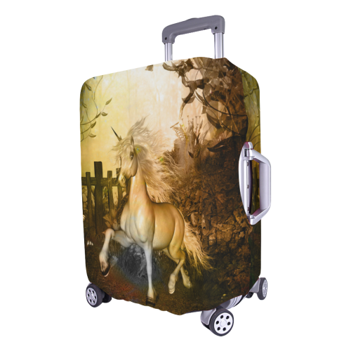 White unicorn in the night Luggage Cover/Large 26"-28"