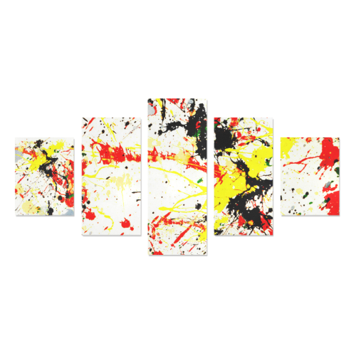 Black, Red, Yellow Paint Splatter Canvas Print Sets B (No Frame)