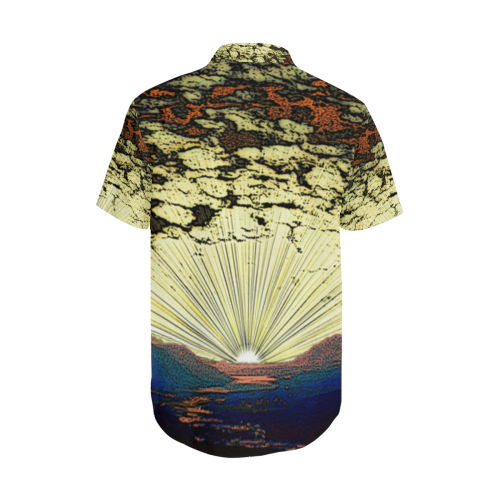 The Grateful Dawn Men's Short Sleeve Shirt with Lapel Collar (Model T54)