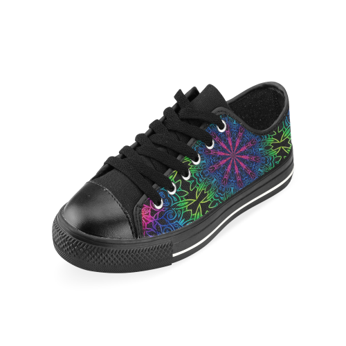 Rainbow Scratch Art Mandala Kaleidoscope Abstract Men's Classic Canvas Shoes (Model 018)
