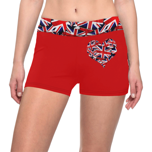 Union Jack British UK Flag Heart Women's All Over Print Short Leggings (Model L28)