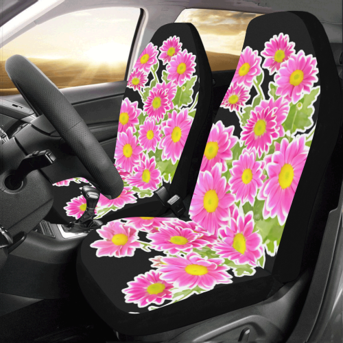 Asters Bouquet Pink White Flowers Car Seat Covers (Set of 2)