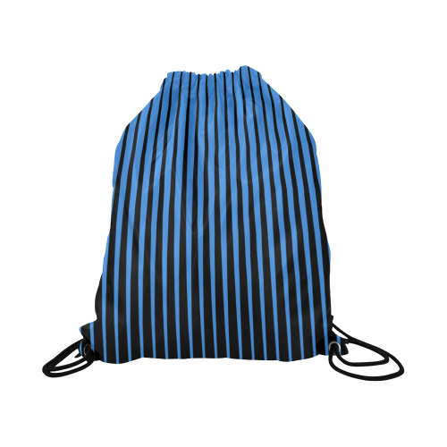 Tapered Black Stripes With Blue Large Drawstring Bag Model 1604 (Twin Sides)  16.5"(W) * 19.3"(H)
