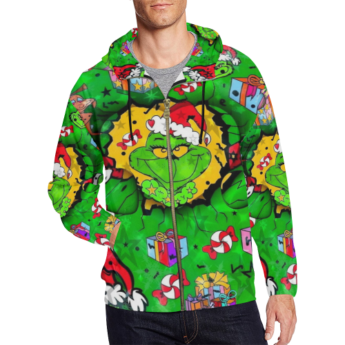 Maybe I like Christmas by Nico Bielow All Over Print Full Zip Hoodie for Men (Model H14)