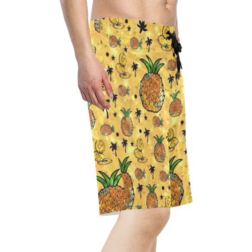 Pineapple Popart by Nico Bielow Men's All Over Print Board Shorts (Model L16)