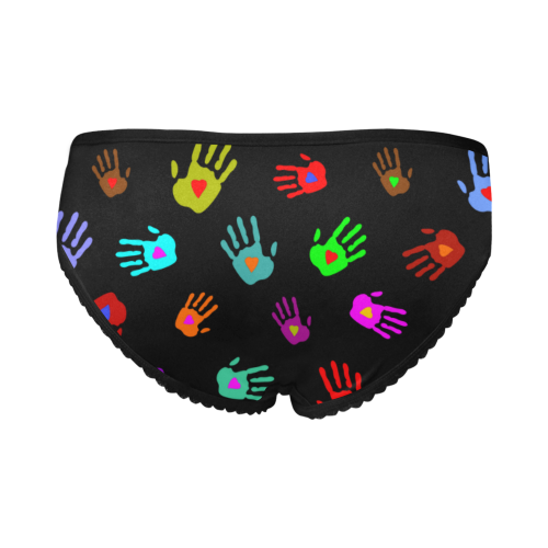 Multicolored HANDS with HEARTS love pattern Women's All Over Print Girl Briefs (Model L14)
