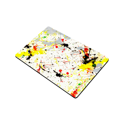 Yellow & Black Paint Splatter Doormat 24"x16"