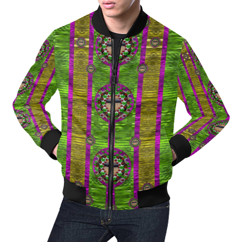 Sunset love in the rainbow decorative All Over Print Bomber Jacket for Men/Large Size (Model H19)