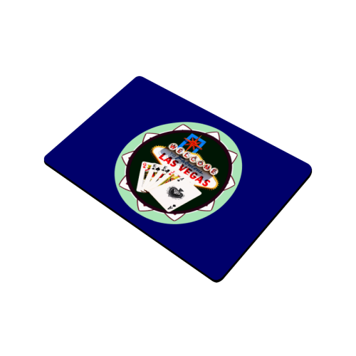 LasVegasIcons Poker Chip - Poker Hand on Blue Doormat 24"x16"