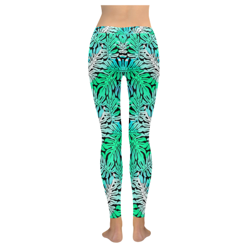 Green Leaves Tropical Women's Low Rise Leggings (Invisible Stitch) (Model L05)