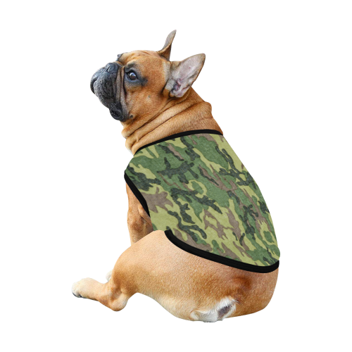 Military Camo Green Woodland Camouflage All Over Print Pet Tank Top