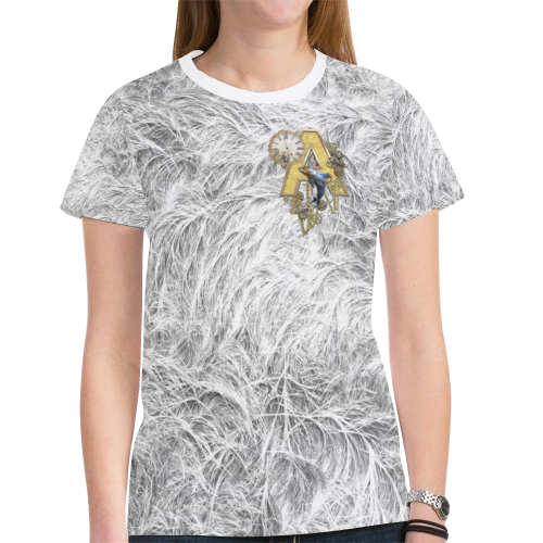 Steampunk initials A on Texture New All Over Print T-shirt for Women (Model T45)