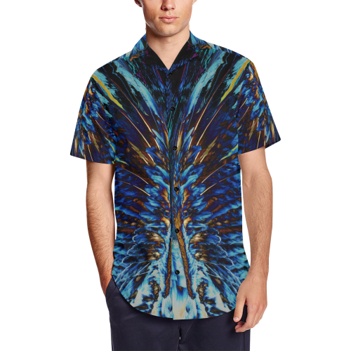 Winged Men's Short Sleeve Shirt with Lapel Collar (Model T54)