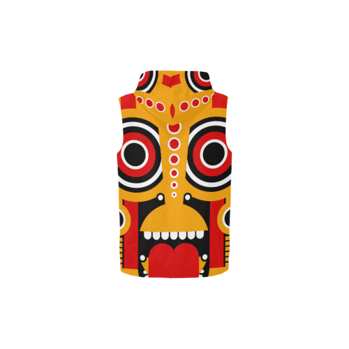 Red Yellow Tiki Tribal All Over Print Sleeveless Zip Up Hoodie for Kid (Model H16)