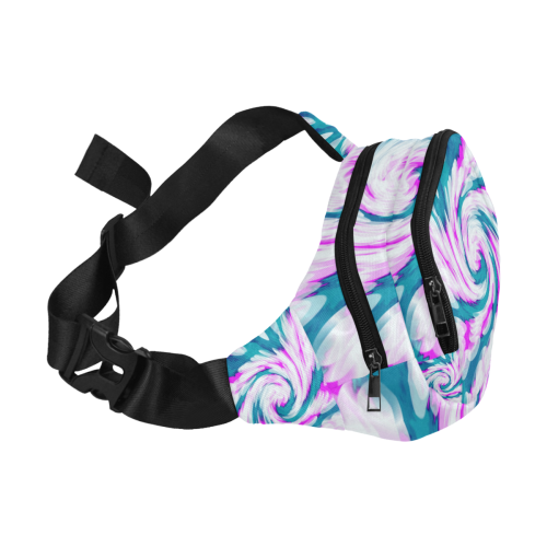 Turquoise Pink Tie Dye Swirl Abstract Fanny Pack/Small (Model 1677)