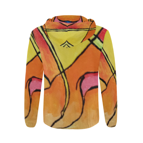 ABSTRACT All Over Print Full Zip Hoodie for Men (Model H14)
