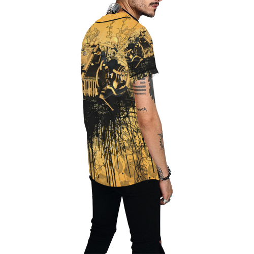 Steampunk, awesome motorcycle with floral elements All Over Print Baseball Jersey for Men (Model T50)