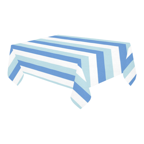 Blue Stripes Cotton Linen Tablecloth 60" x 90"